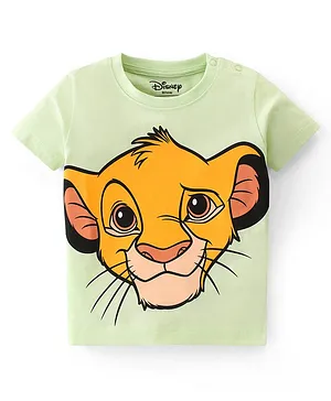 Babyhug Disney Cotton Half Sleeve T-Shirt With Simba Graphics - Green
