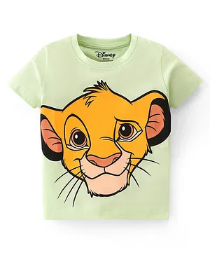 Babyhug Disney Cotton Half Sleeve T-Shirt With Simba Graphics - Green