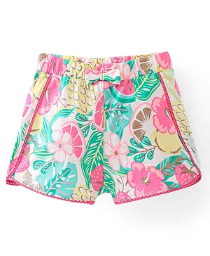 Babyhug Single Jersey Knit Shorts Floral Print - Pink