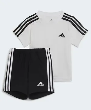 Adidas Kids 100% Organic Cotton Knit Half SleevesI 3S Cot Set - White & Black