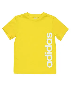 Adidas Kids Half Sleeves T-Shirt Text Print - Yellow