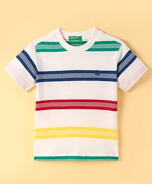UCB Cotton Knit Half Sleeves Striped T-Shirt - White