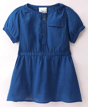 Eimoie Half Sleeves Striped Designed Dress - Blue