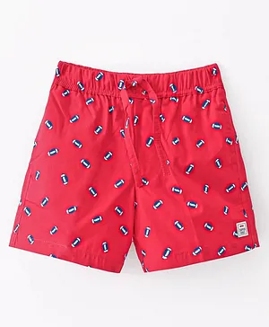 Dapper Dudes Rugby Ball Printed Shorts - Red