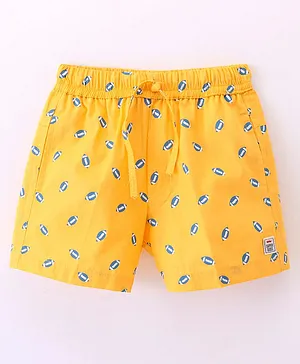 Dapper Dudes Rugby Ball Printed Shorts - Yellow