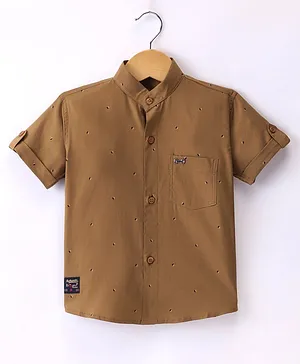 Dapper Dudes Half Sleeves Abstract Printed Shirt - Brown