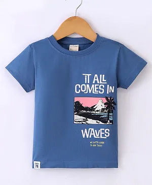 CUCUMBER Sinker Half Sleeves Beach Printed T-Shirt - Anchor Blue