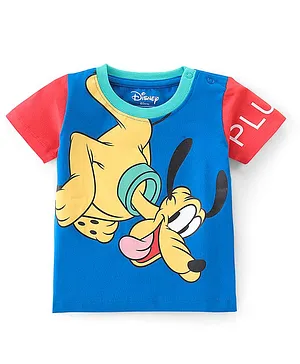Babyhug Disney Cotton Knit Half Sleeves Pluto Graphics Printed T-Shirt - Blue