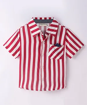 CrayonFlakes Rayon Half Sleeves Striped Shirt - Red
