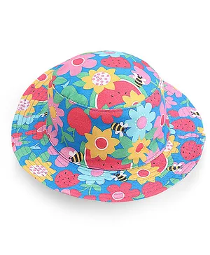 Babyhug Cotton Woven Two Layer Bucket Hat Floral Print - Multicolor