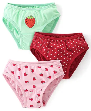 Babyhug 100% Cotton Knit Panties Polka Dot Print Pack of 3 - Multicolour