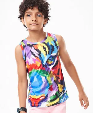 Pine Active Sleeveless High Stretch T-Shirt Abstract Print - Multicolour