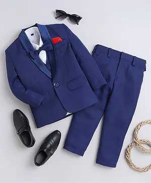 Jeet Ethnics Full Sleeves Solid 5 Piece Coordinating Shirt & Pant Set - Navy Blue