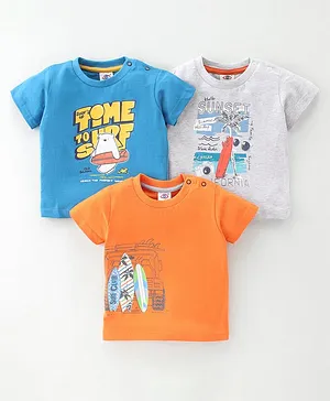 Zero Sinker Half Sleeves Surfing Printed T-Shirts Pack of 3 - Multicolour