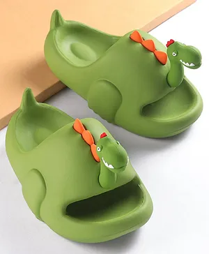 Oh! Pair Clogs with Back Strap Closure Dino Applique - Light Green