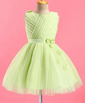 Enfance Sleeveless Floral Detailed Fit & Flare Dress - Enfance Sleeveless Floral Detailed Fit & Flare Dress - Green