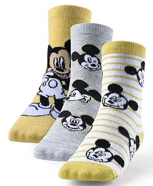 Cute Walk by Babyhug Non Terry Anti Bacterial Ankle Length Socks Mickey Mouse Family Design Pack of 3 - Multicolour