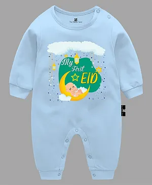The Peppy Tend Eid Theme Full Sleeves My First Eid Text Printed Romper - Blue