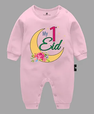 The Peppy Tend Eid Theme Full Sleeves  My 1st Eid Text Printed Romper - Pink