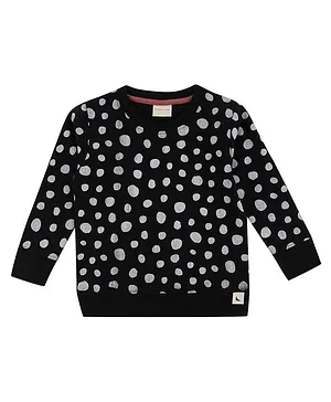 Turtledove London Organic Cotton Knit Full Sleeves Sweatshirt Polka Dot Print - Black