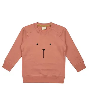 Turtledove London Organic Cotton Knit Full Sleeves Sweatshirt Bear Print - Brown