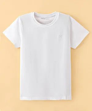 Doreme Single Jersey Knit Half Sleeves Solid Color T-Shirt - White