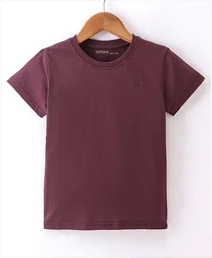 Doreme Single Jersey Knit Half Sleeves Solid Color T-Shirt - Skate Wine