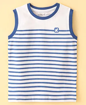 Doreme  Single Jersey Knit  Sleeveless Striped T-Shirt - Napoli Blue