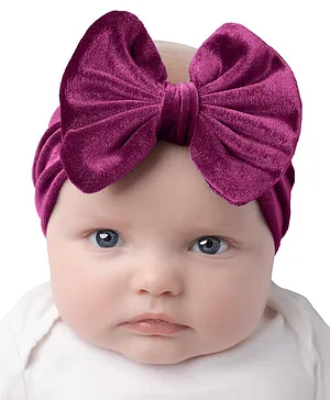 SYGA Baby Headband Velvet Bow Shape Stretchable Hairband Suitable for Newborn Infant Toddler Kids - purple