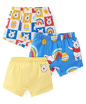 Babyhug Disney Single Jersey Knit Briefs With Winnie The Pooh Graphics Pack Of 3 - Yellow Blue & White