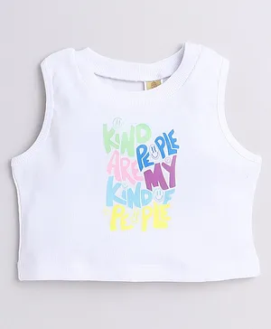Aww Hunnie Knitted Sleeveless Typography Printed Tank Top - White