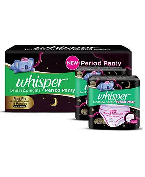 Whisper Bindazzz Nights M-L Period Panties - 12 Pieces