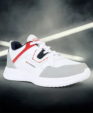 CHamps SHOES Colour Blocked Detailed Lace Tie Up Sport Shoes - White & Red