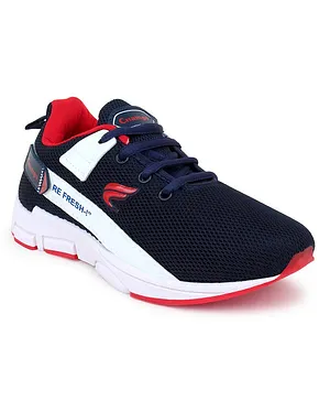 CHamps SHOES Mesh Detailed Lace Tie Up Sports Shoes - Navy Blue & Red
