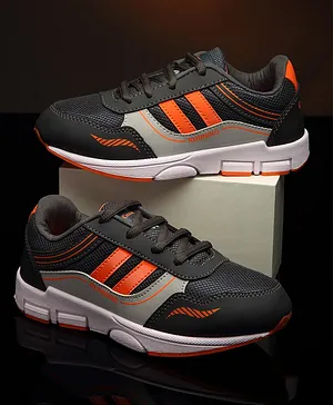 CHamps SHOES Colour Blocked & Mesh Detailed Sport Shoes - Dark Grey & Orange