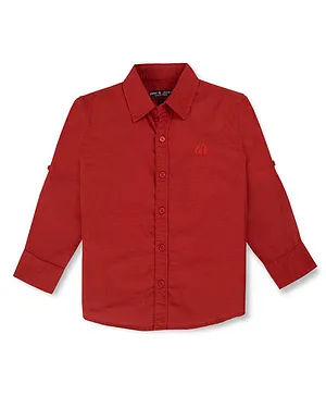Gini And Jony Cotton Woven Full Sleeves Solid Color Shirt -Red