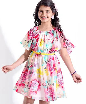 Hola Bonita Woven Half Sleeves Dress Floral Print - Multicolor