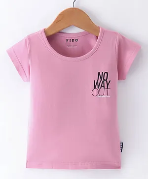 Fido Single Jersey Half Sleeves Text Printed T-Shirt - Pink