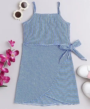 Taffykids Knitted Sleeveless Pencil Striped Dress - Blue & White