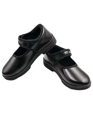 Priaansha Kids Glossy Finished Velcro Closure School Shoes - Black