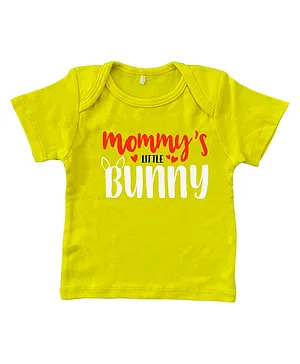 Kadam Baby Half Sleeves Mommys Little Bunny Text Printed Tees - Yellow