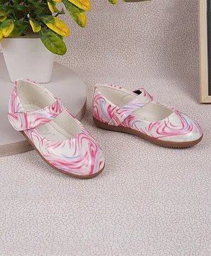 Jazzy Juniors Abstract Printed Velcro Closure Mary Janes  - Pink