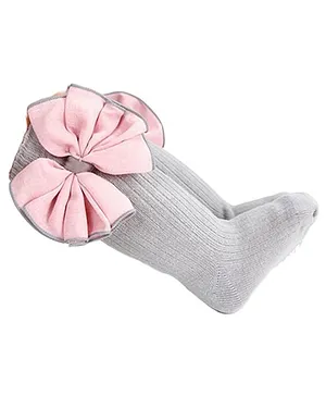 Flaunt Chic Bow Detailed Socks  - Dark Grey