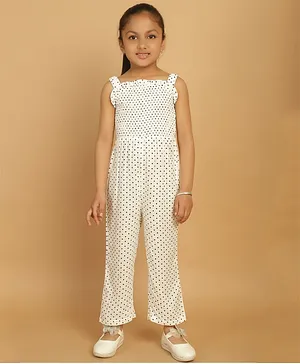 Mini & Ming Sleeveless Polka Dots Printed Jumpsuit - White