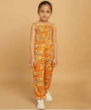 Mini & Ming Sleeveless Floral Printed Jumpsuit - Yellow