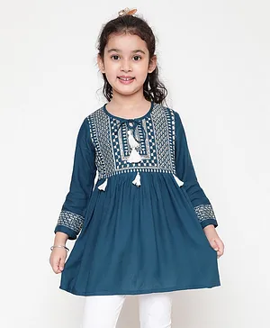 ISHTI Three Fourth Sleeves Sequin Embroidered Top - Blue