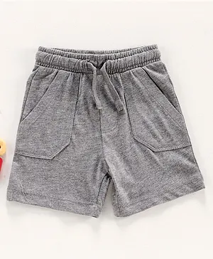 Fox Baby Knee Length Shorts with Drawstring - Grey