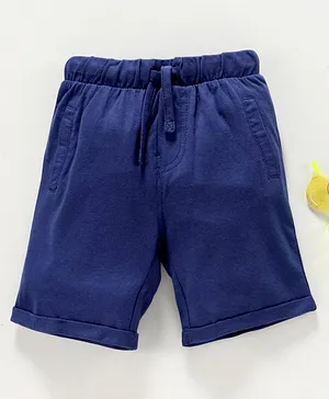 Fox Baby Knee Length Shorts with Drawstring - Blue