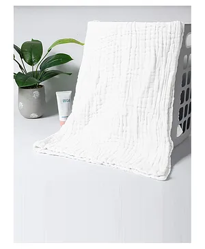 Moms Home Super Soft Absorbent Muslin 6 Layer Towel - White