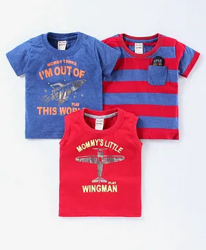 Play by Little Kangaroos Printed Pack of 3 Tshirts - Multicolour